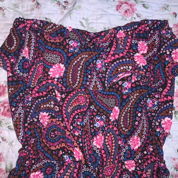 ROMEO + JULIET ROMPER Pink Black Paisley Strapless Shorts New NEW Medium M USA - Picture 8 of 12